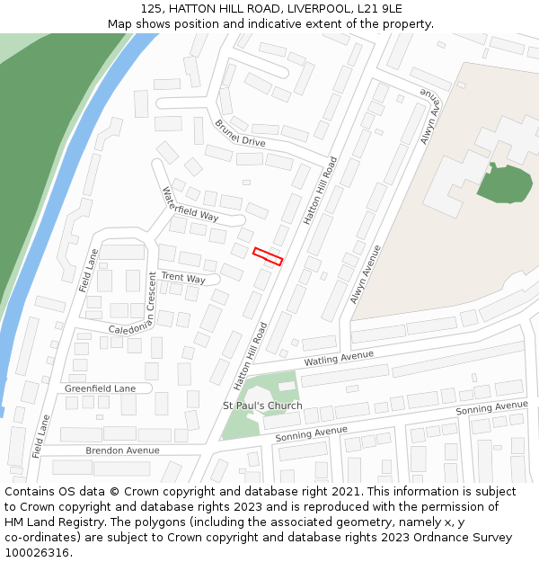 125, HATTON HILL ROAD, LIVERPOOL, L21 9LE: Location map and indicative extent of plot
