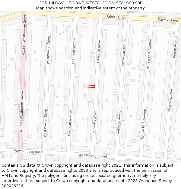 125, HILDAVILLE DRIVE, WESTCLIFF-ON-SEA, SS0 9RP: Location map and indicative extent of plot