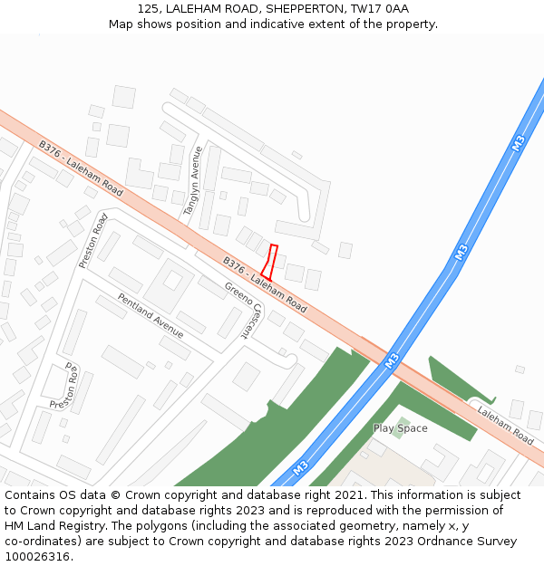 125, LALEHAM ROAD, SHEPPERTON, TW17 0AA: Location map and indicative extent of plot