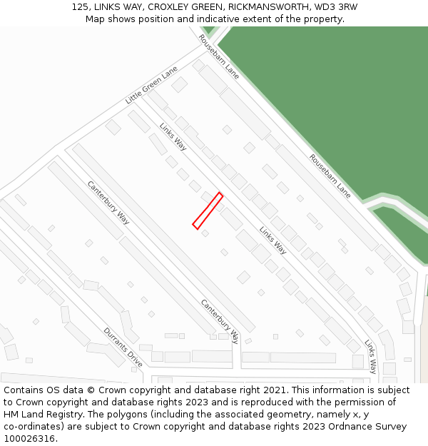 125, LINKS WAY, CROXLEY GREEN, RICKMANSWORTH, WD3 3RW: Location map and indicative extent of plot