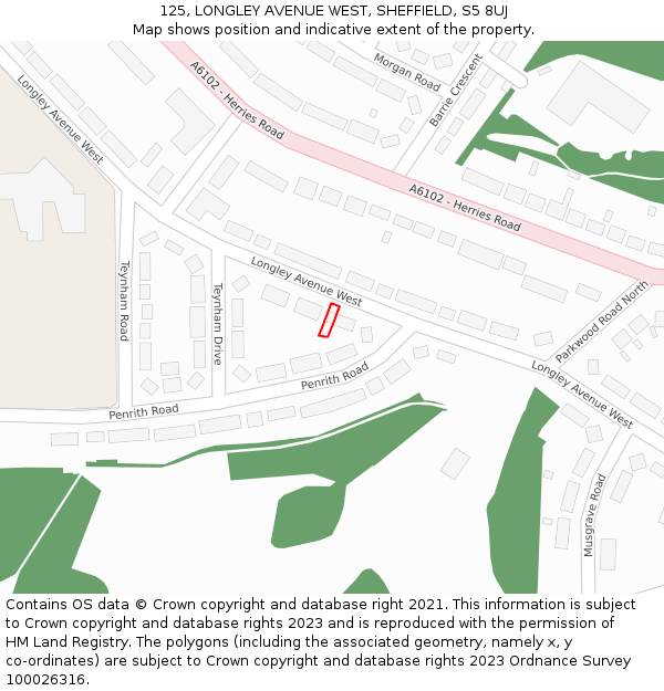 125, LONGLEY AVENUE WEST, SHEFFIELD, S5 8UJ: Location map and indicative extent of plot