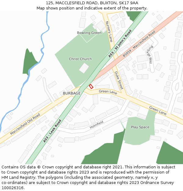 125, MACCLESFIELD ROAD, BUXTON, SK17 9AA: Location map and indicative extent of plot