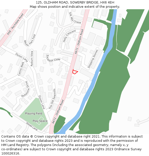 125, OLDHAM ROAD, SOWERBY BRIDGE, HX6 4EH: Location map and indicative extent of plot