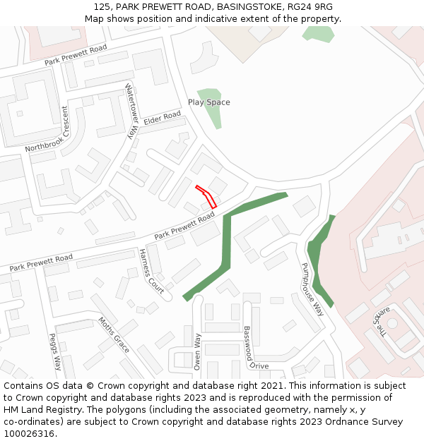 125, PARK PREWETT ROAD, BASINGSTOKE, RG24 9RG: Location map and indicative extent of plot