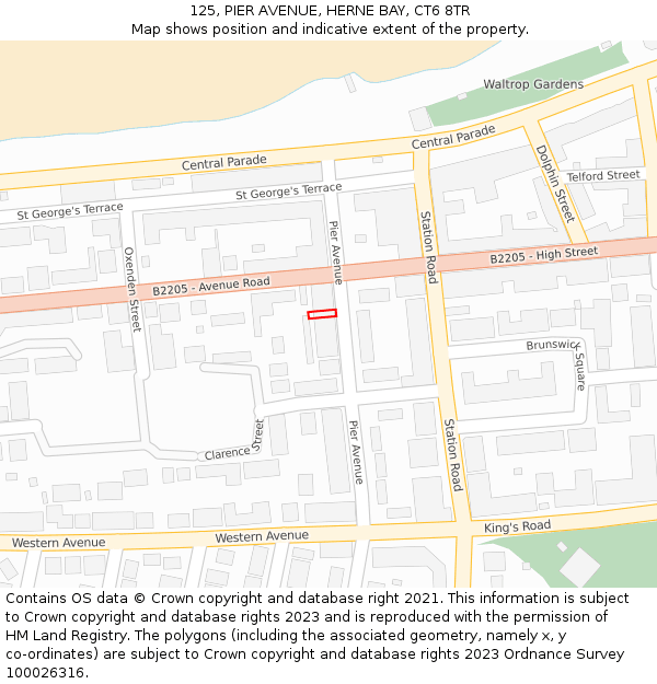 125, PIER AVENUE, HERNE BAY, CT6 8TR: Location map and indicative extent of plot