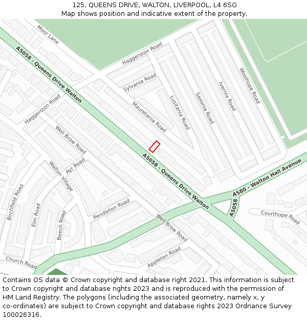 125, QUEENS DRIVE, WALTON, LIVERPOOL, L4 6SG: Location map and indicative extent of plot