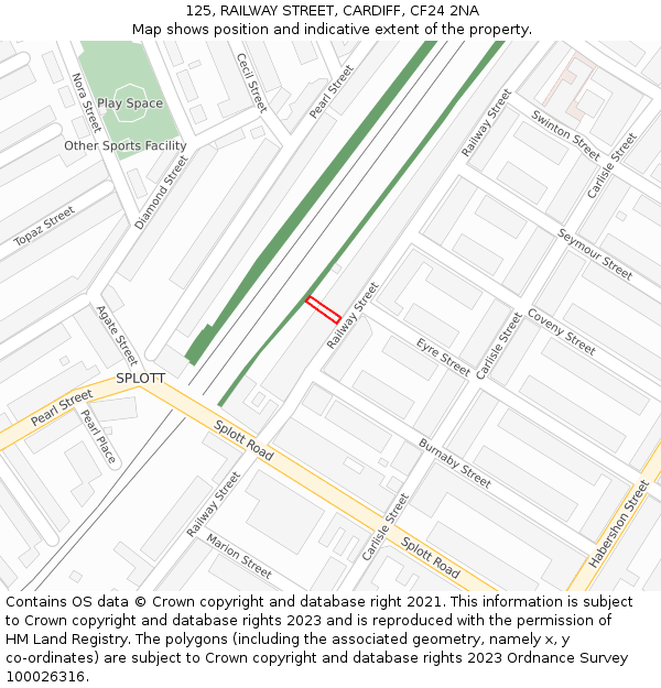 125, RAILWAY STREET, CARDIFF, CF24 2NA: Location map and indicative extent of plot