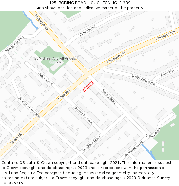 125, RODING ROAD, LOUGHTON, IG10 3BS: Location map and indicative extent of plot