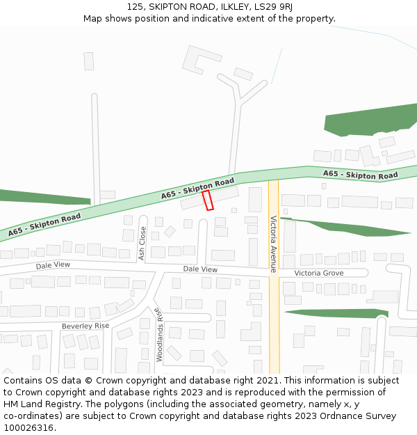 125, SKIPTON ROAD, ILKLEY, LS29 9RJ: Location map and indicative extent of plot