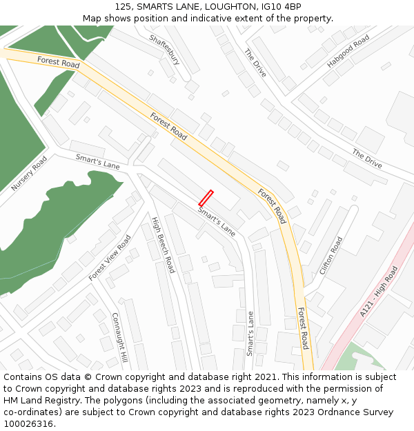 125, SMARTS LANE, LOUGHTON, IG10 4BP: Location map and indicative extent of plot