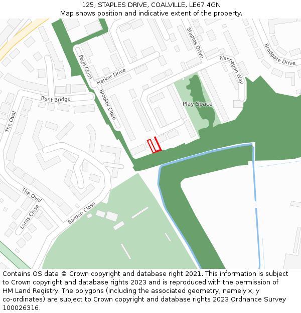 125, STAPLES DRIVE, COALVILLE, LE67 4GN: Location map and indicative extent of plot