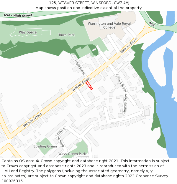 125, WEAVER STREET, WINSFORD, CW7 4AJ: Location map and indicative extent of plot