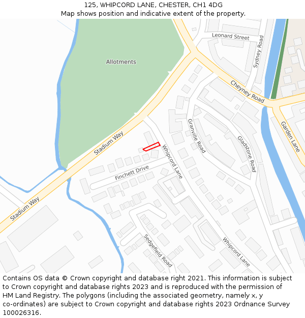 125, WHIPCORD LANE, CHESTER, CH1 4DG: Location map and indicative extent of plot