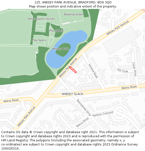 125, WIBSEY PARK AVENUE, BRADFORD, BD6 3QD: Location map and indicative extent of plot