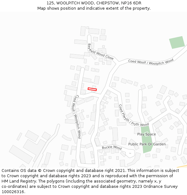 125, WOOLPITCH WOOD, CHEPSTOW, NP16 6DR: Location map and indicative extent of plot