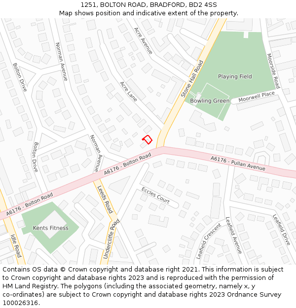 1251, BOLTON ROAD, BRADFORD, BD2 4SS: Location map and indicative extent of plot
