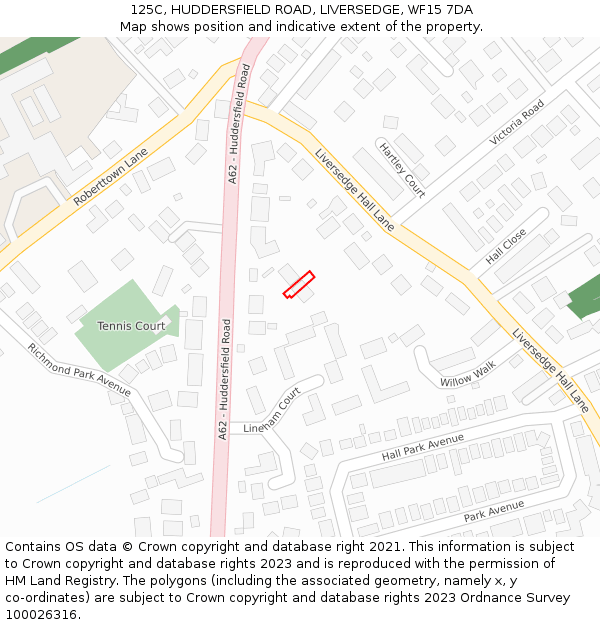 125C, HUDDERSFIELD ROAD, LIVERSEDGE, WF15 7DA: Location map and indicative extent of plot