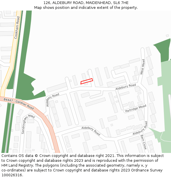 126, ALDEBURY ROAD, MAIDENHEAD, SL6 7HE: Location map and indicative extent of plot