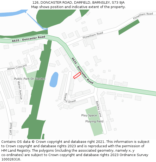 126, DONCASTER ROAD, DARFIELD, BARNSLEY, S73 9JA: Location map and indicative extent of plot