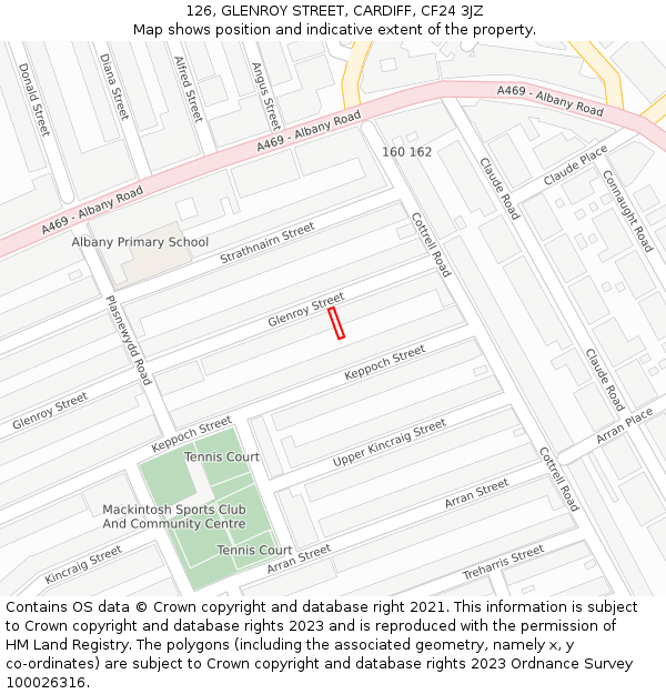 126, GLENROY STREET, CARDIFF, CF24 3JZ: Location map and indicative extent of plot