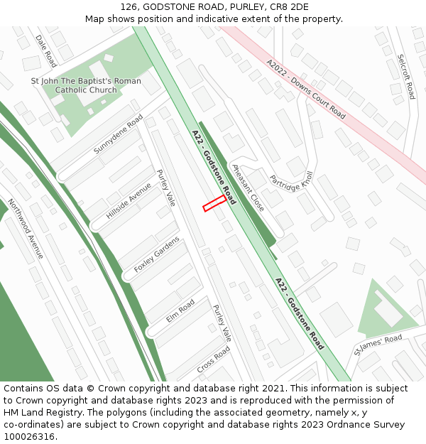 126, GODSTONE ROAD, PURLEY, CR8 2DE: Location map and indicative extent of plot