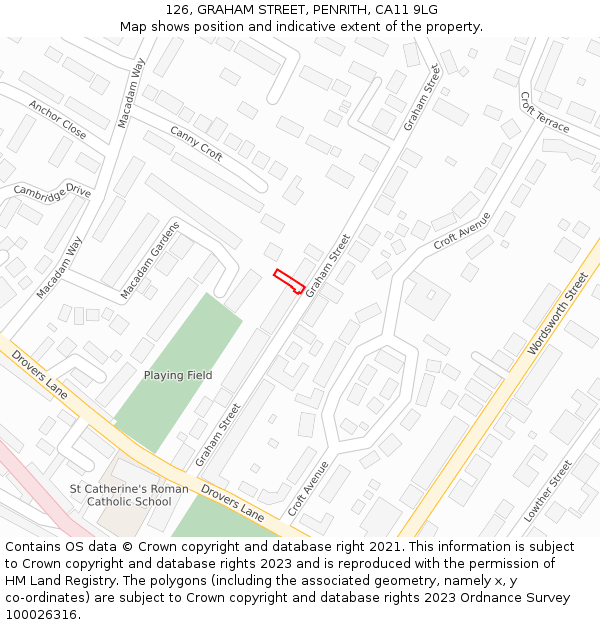 126, GRAHAM STREET, PENRITH, CA11 9LG: Location map and indicative extent of plot