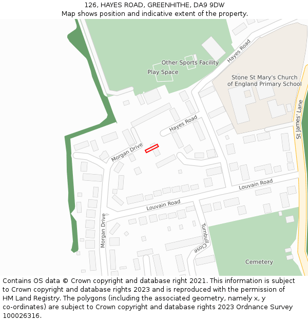 126, HAYES ROAD, GREENHITHE, DA9 9DW: Location map and indicative extent of plot