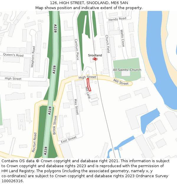 126, HIGH STREET, SNODLAND, ME6 5AN: Location map and indicative extent of plot