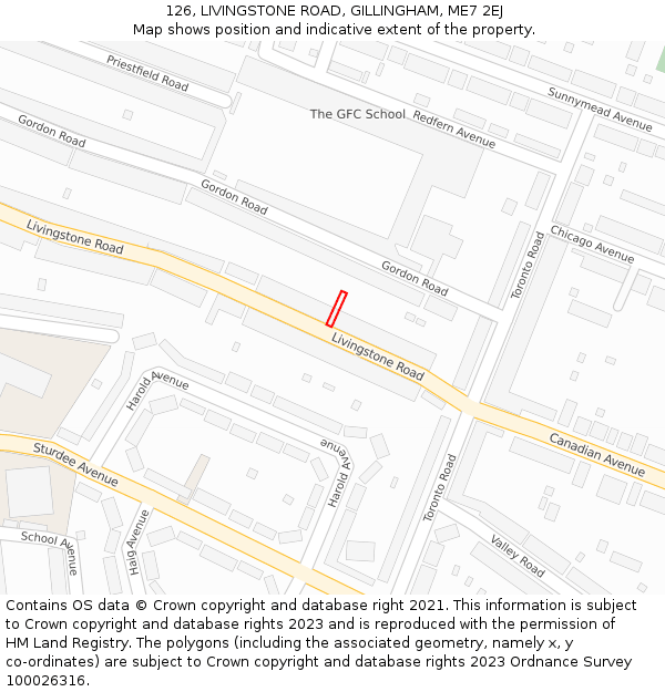 126, LIVINGSTONE ROAD, GILLINGHAM, ME7 2EJ: Location map and indicative extent of plot