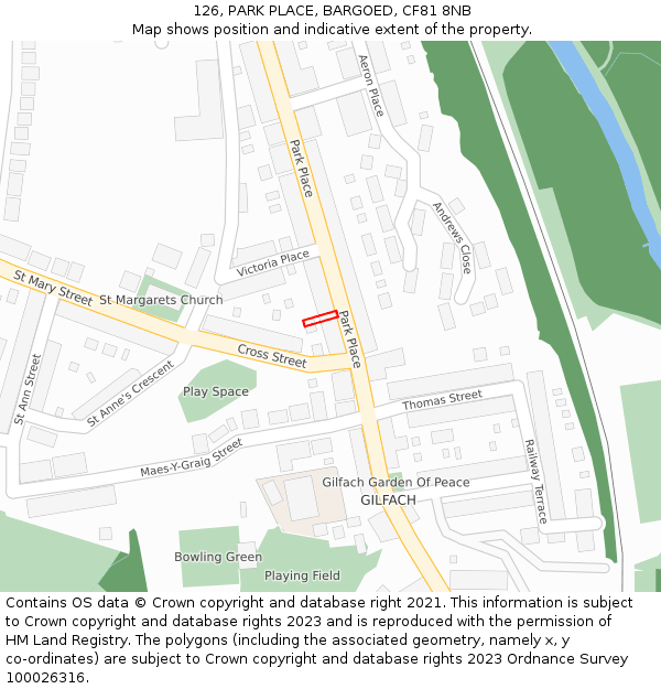 126, PARK PLACE, BARGOED, CF81 8NB: Location map and indicative extent of plot