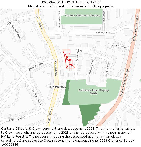 126, PAVILION WAY, SHEFFIELD, S5 6EE: Location map and indicative extent of plot