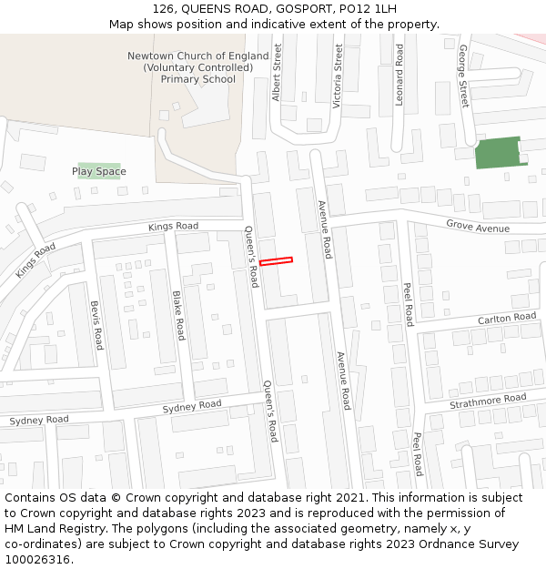 126, QUEENS ROAD, GOSPORT, PO12 1LH: Location map and indicative extent of plot