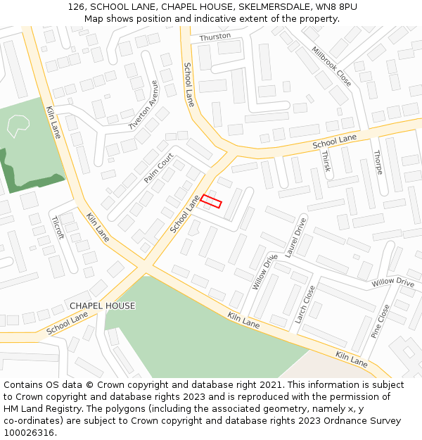 126, SCHOOL LANE, CHAPEL HOUSE, SKELMERSDALE, WN8 8PU: Location map and indicative extent of plot