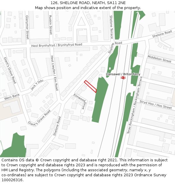 126, SHELONE ROAD, NEATH, SA11 2NE: Location map and indicative extent of plot