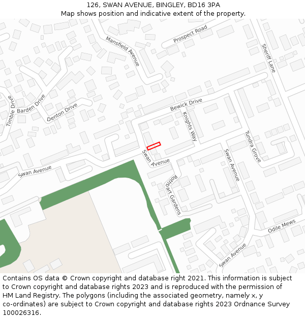 126, SWAN AVENUE, BINGLEY, BD16 3PA: Location map and indicative extent of plot
