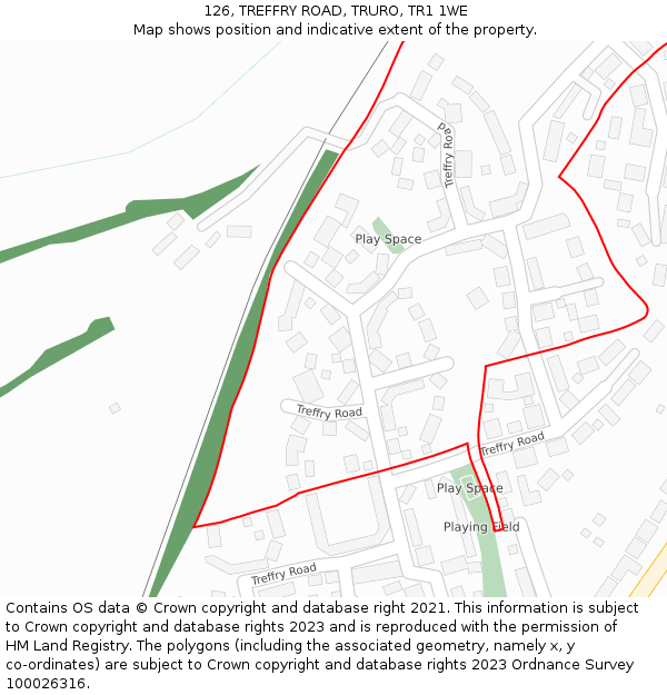 126, TREFFRY ROAD, TRURO, TR1 1WE: Location map and indicative extent of plot