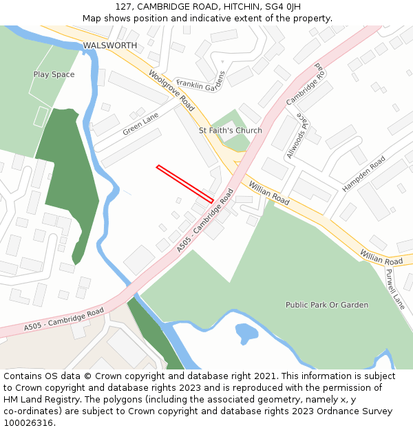 127, CAMBRIDGE ROAD, HITCHIN, SG4 0JH: Location map and indicative extent of plot