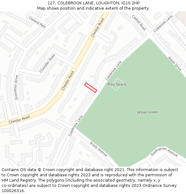 127, COLEBROOK LANE, LOUGHTON, IG10 2HP: Location map and indicative extent of plot