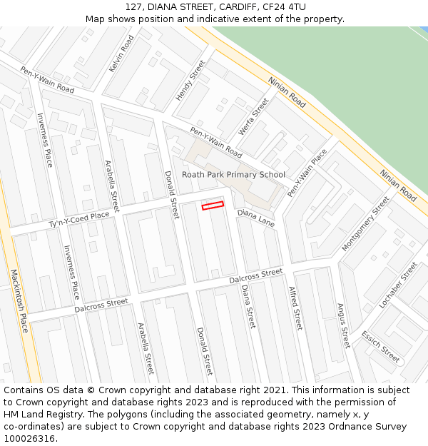 127, DIANA STREET, CARDIFF, CF24 4TU: Location map and indicative extent of plot