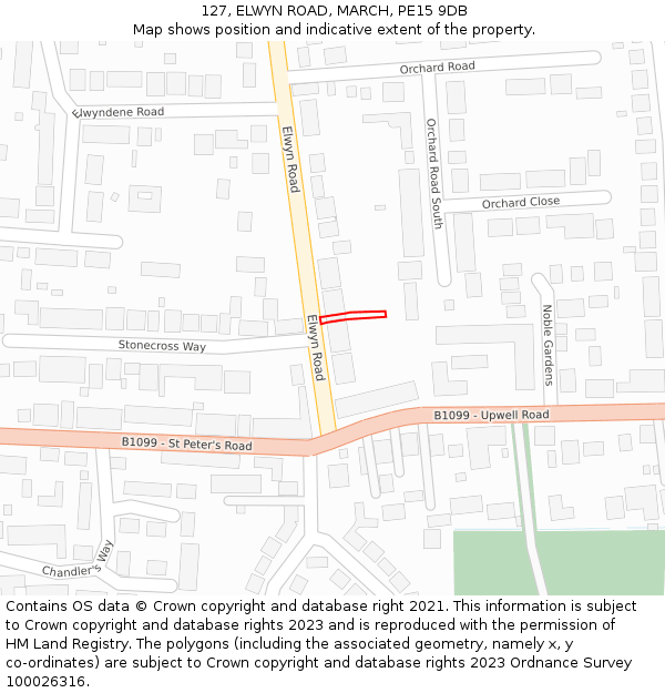 127, ELWYN ROAD, MARCH, PE15 9DB: Location map and indicative extent of plot