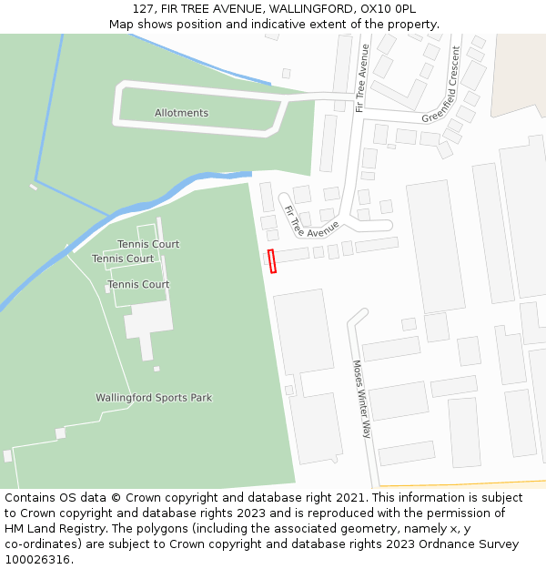 127, FIR TREE AVENUE, WALLINGFORD, OX10 0PL: Location map and indicative extent of plot
