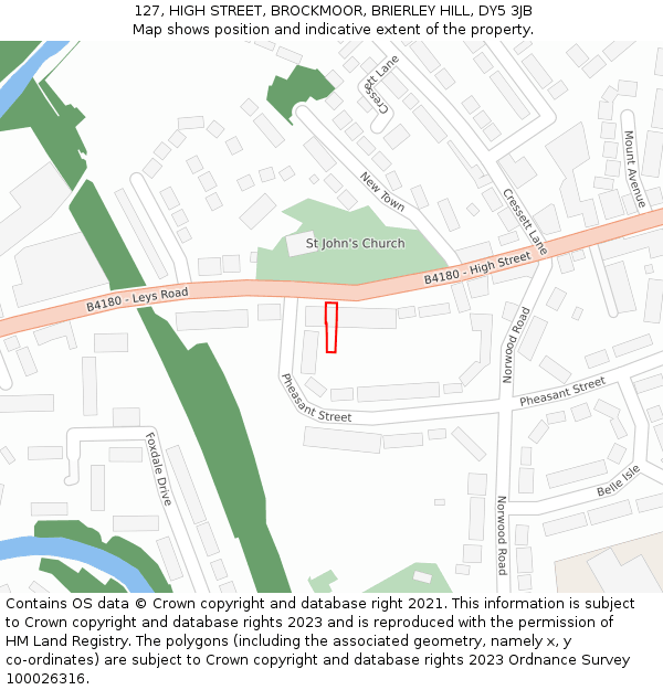 127, HIGH STREET, BROCKMOOR, BRIERLEY HILL, DY5 3JB: Location map and indicative extent of plot