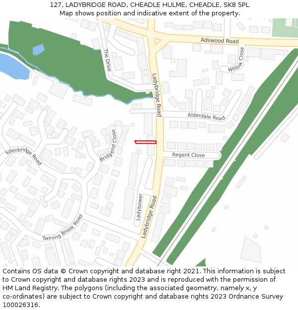 127, LADYBRIDGE ROAD, CHEADLE HULME, CHEADLE, SK8 5PL: Location map and indicative extent of plot