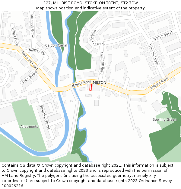 127, MILLRISE ROAD, STOKE-ON-TRENT, ST2 7DW: Location map and indicative extent of plot