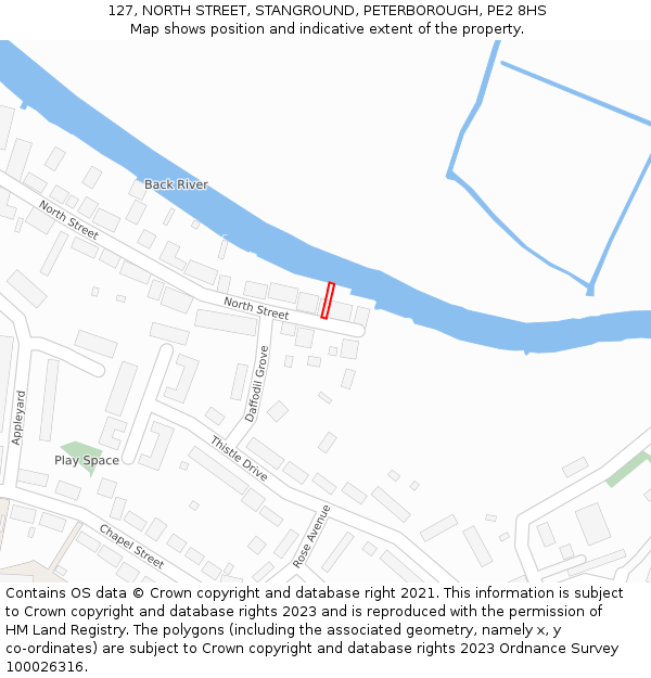 127, NORTH STREET, STANGROUND, PETERBOROUGH, PE2 8HS: Location map and indicative extent of plot