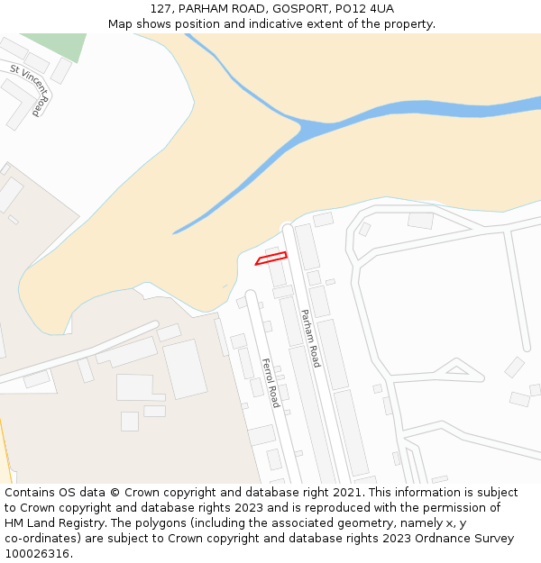 127, PARHAM ROAD, GOSPORT, PO12 4UA: Location map and indicative extent of plot
