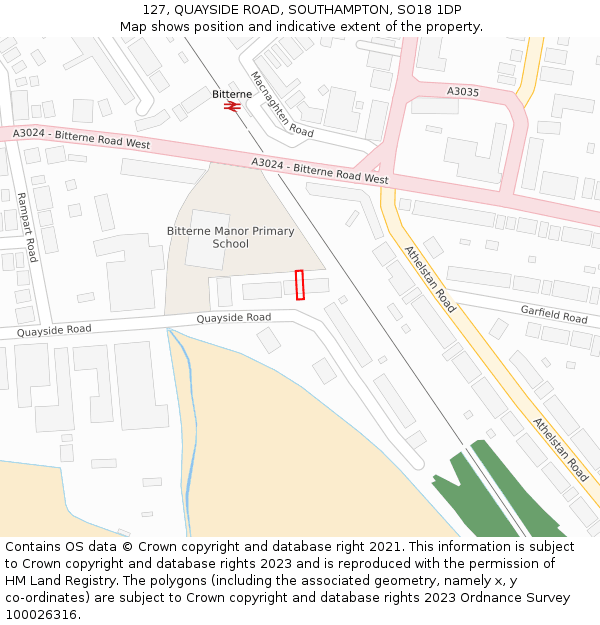 127, QUAYSIDE ROAD, SOUTHAMPTON, SO18 1DP: Location map and indicative extent of plot