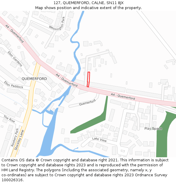 127, QUEMERFORD, CALNE, SN11 8JX: Location map and indicative extent of plot