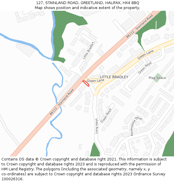127, STAINLAND ROAD, GREETLAND, HALIFAX, HX4 8BQ: Location map and indicative extent of plot