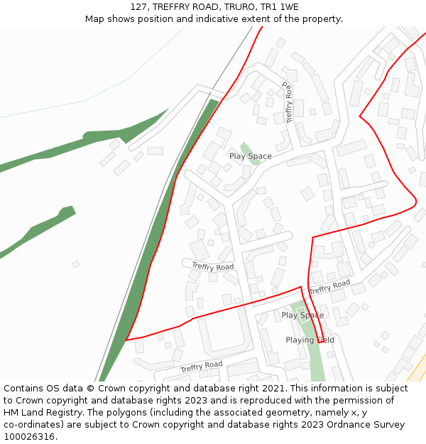 127, TREFFRY ROAD, TRURO, TR1 1WE: Location map and indicative extent of plot